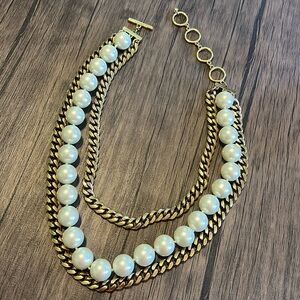 Pearl and Gold Chain Necklace Vintage